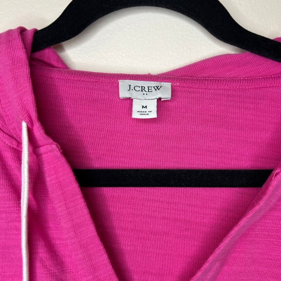 J.Crew Womens Cotton V-Neck Hoodie Pink Long Sleeve Size M - Picture 2 of 6
